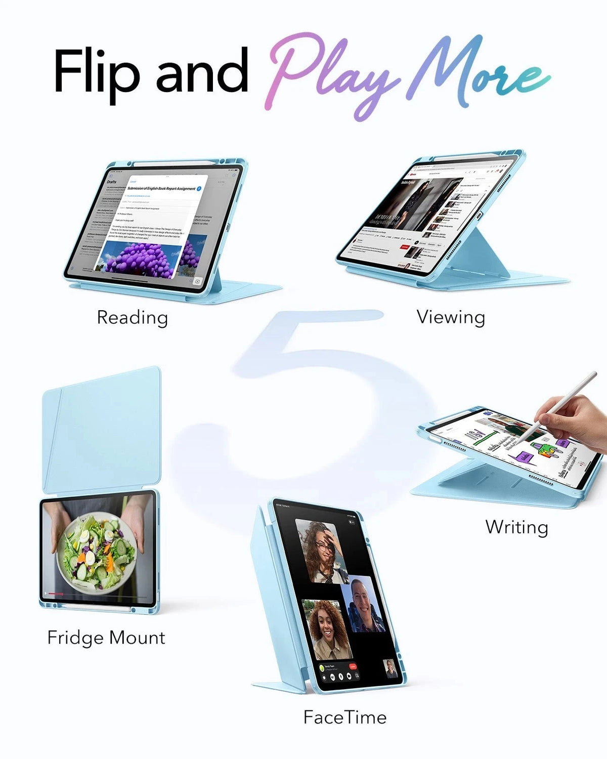 iPad Air 13" (M4) 2026 Flip Magnetic Case with Pencil Holder - Sky Blue ESR ESR