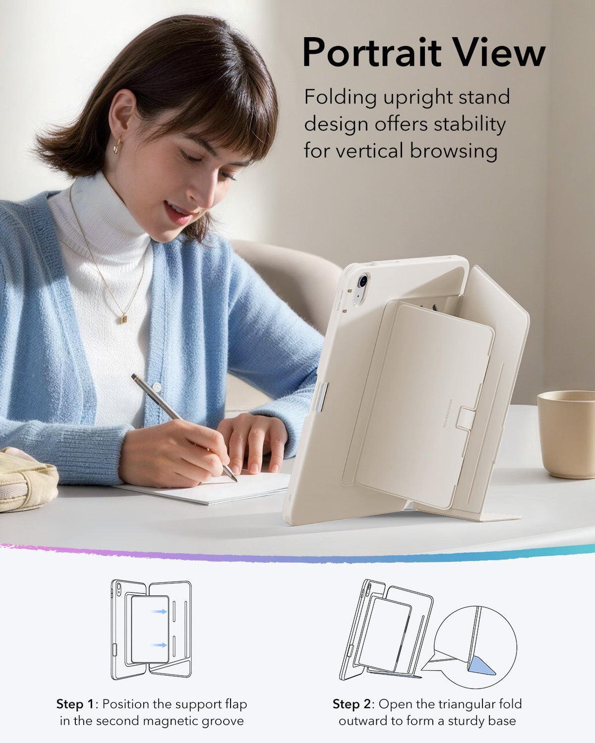iPad Air 13" (M4) 2026 Flip Magnetic Case with Pencil Holder - Starlight ESR ESR