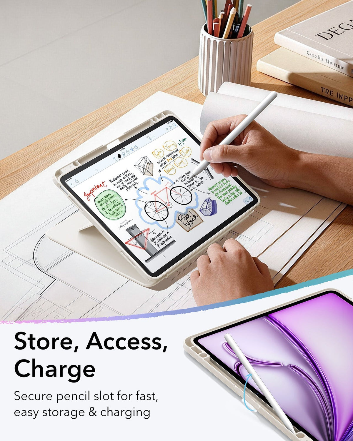 iPad Air 13" (M4) 2026 Flip Magnetic Case with Pencil Holder - Starlight ESR ESR