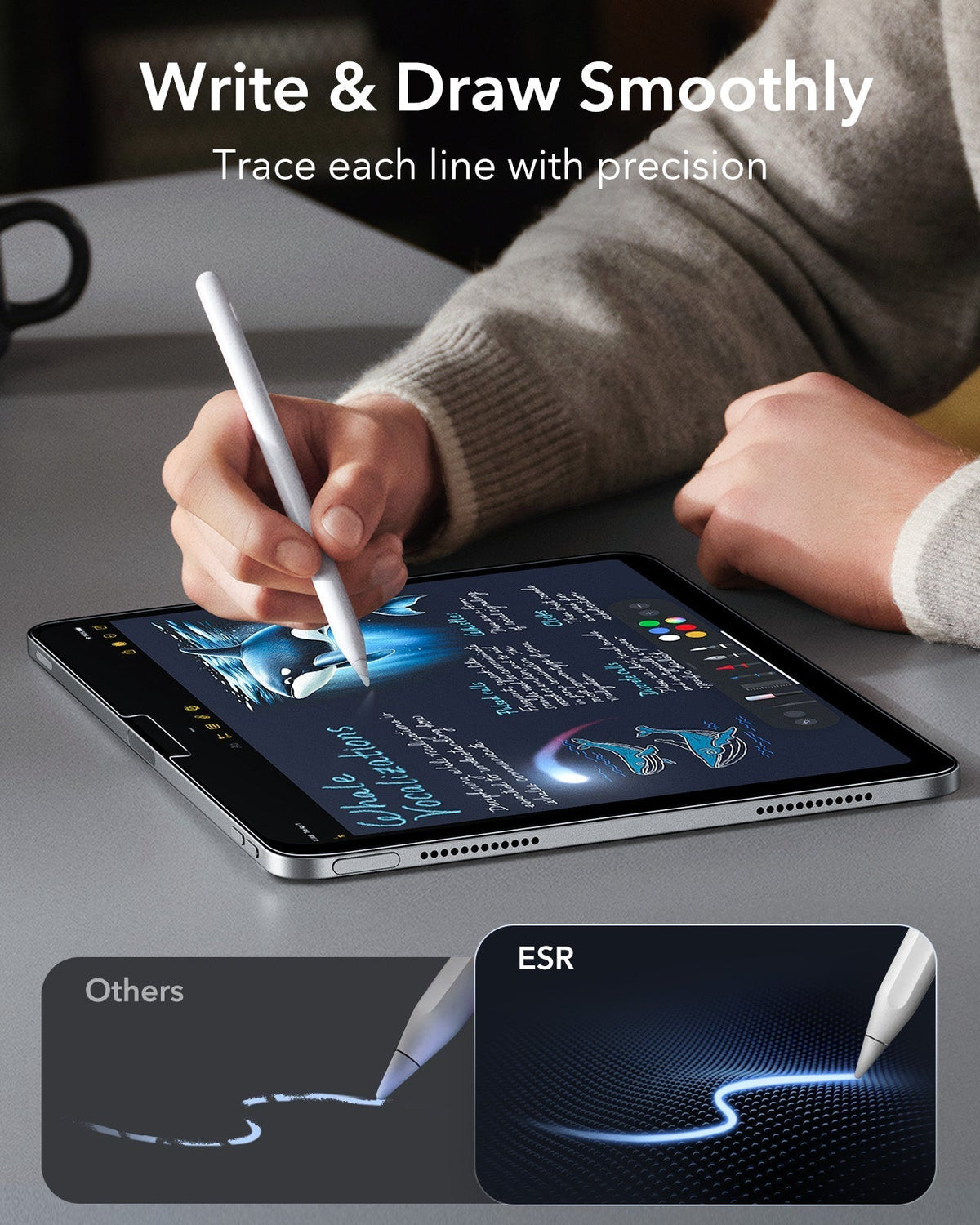 iPad Air 13" (M4) 2026 UltraFit Armorite® Paper-Feel Screen Protector – 2 Pack ESR ESR
