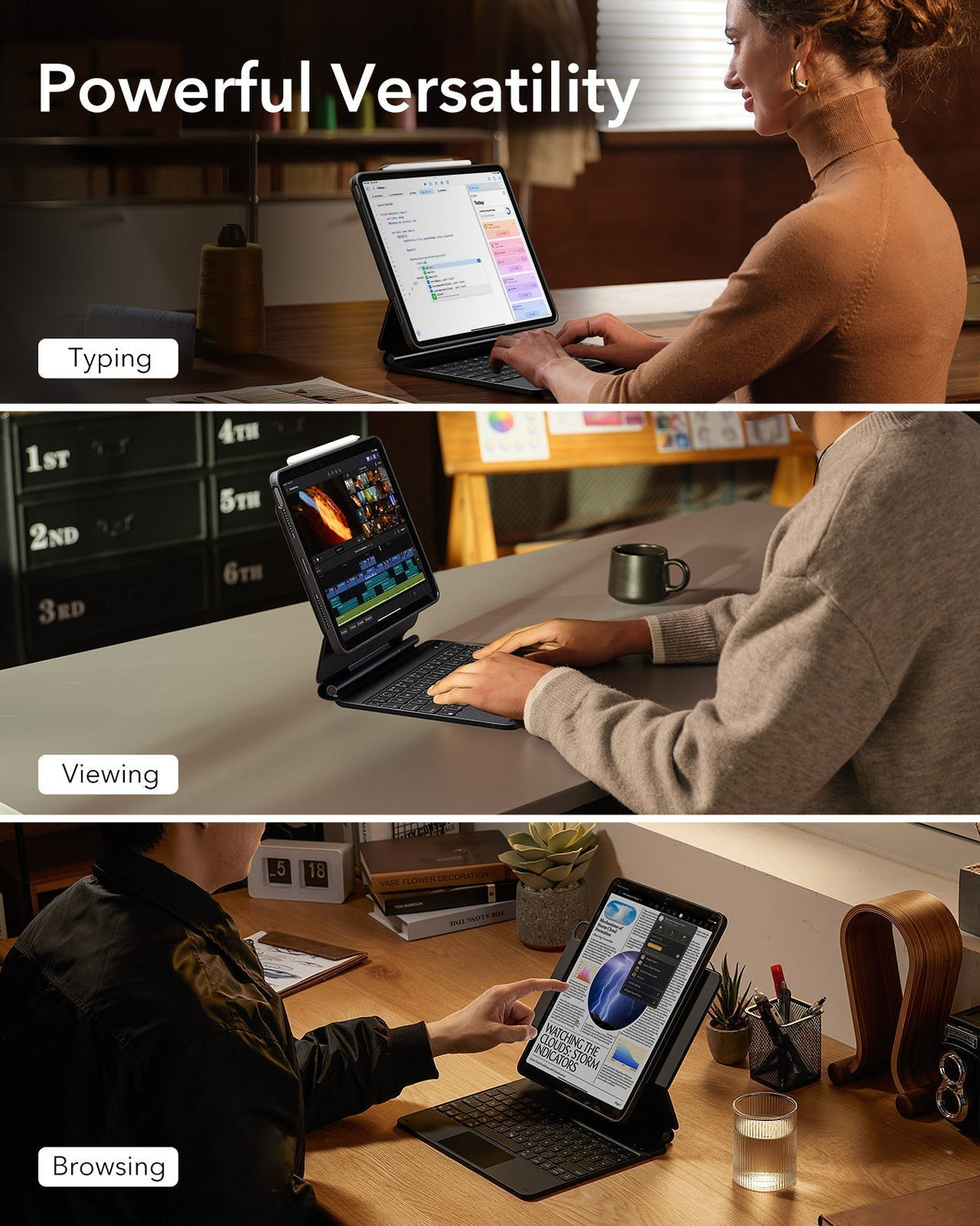 iPad Air 13" (M4, 2026) Bundle Rebound Magnet-Tastaturhülle 360° & Displayschutz-powerful versatility
