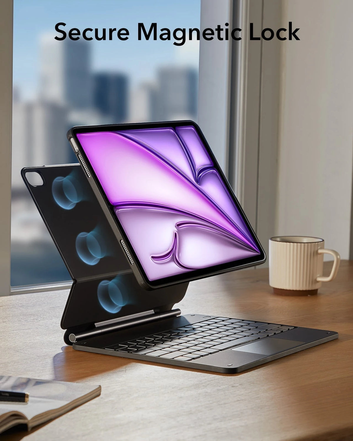 iPad Air 13" (M4, 2026) Bundle Rebound Magnet-Tastaturhülle 360° & Displayschutz-secure magnetic lock