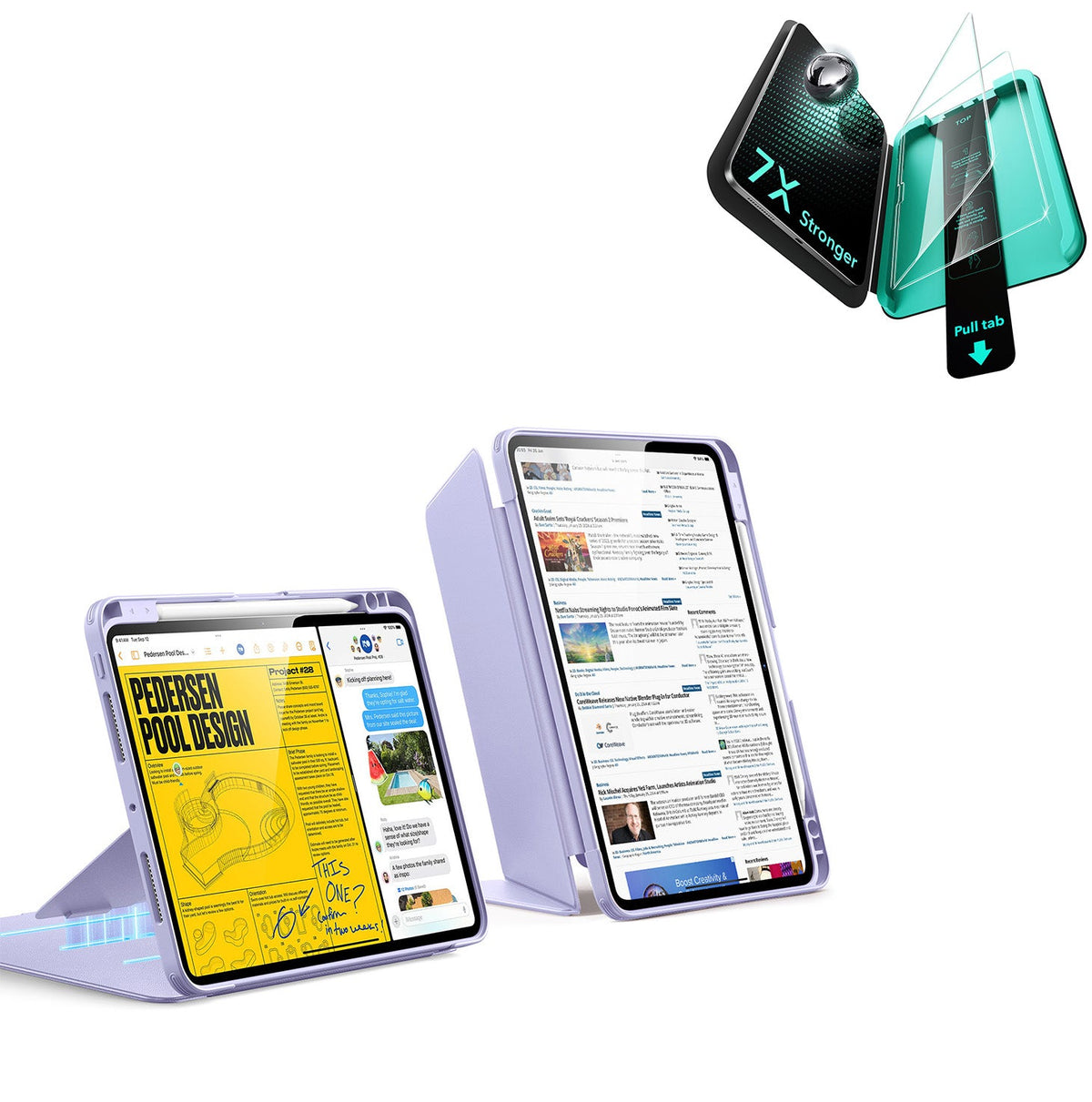 iPad Pro 11" (2025) Bundle Flip Magnetic Case with Pencil Holder & Armorite® Protection - Purple