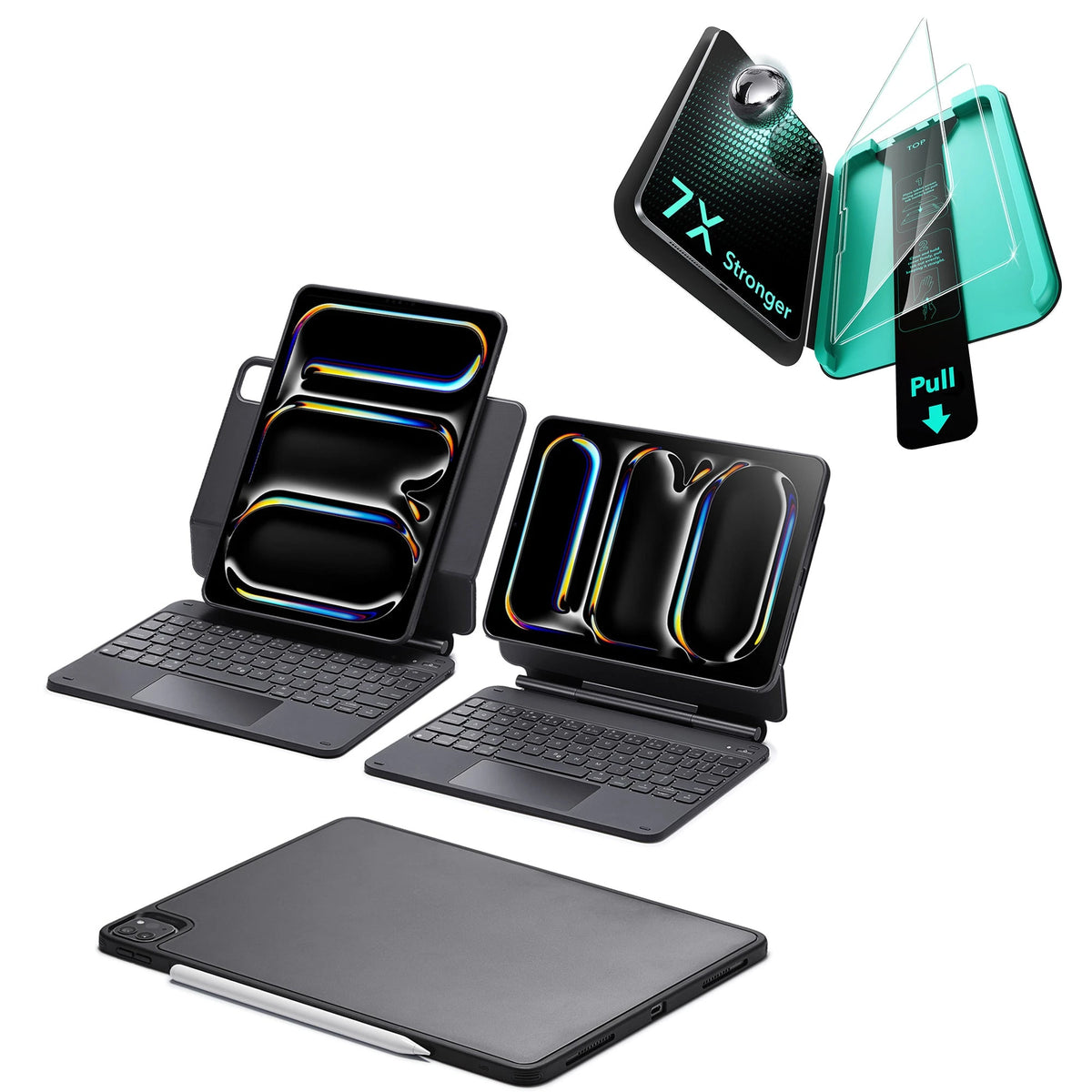 iPad Pro 11ʺ (2025) Bundle Rebound Magnetic Keyboard Case 360 & Armorite Screen Protectors - UK Layout-Black ESR ESR