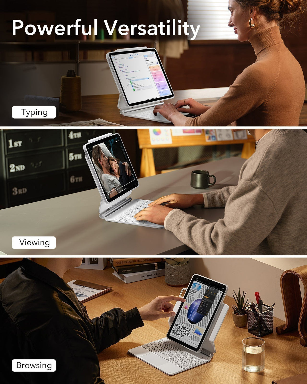 iPad Pro 11ʺ (2025) Rebound Magnetic Keyboard Case 360 Pencil Bundle - US Layout-White ESR ESR