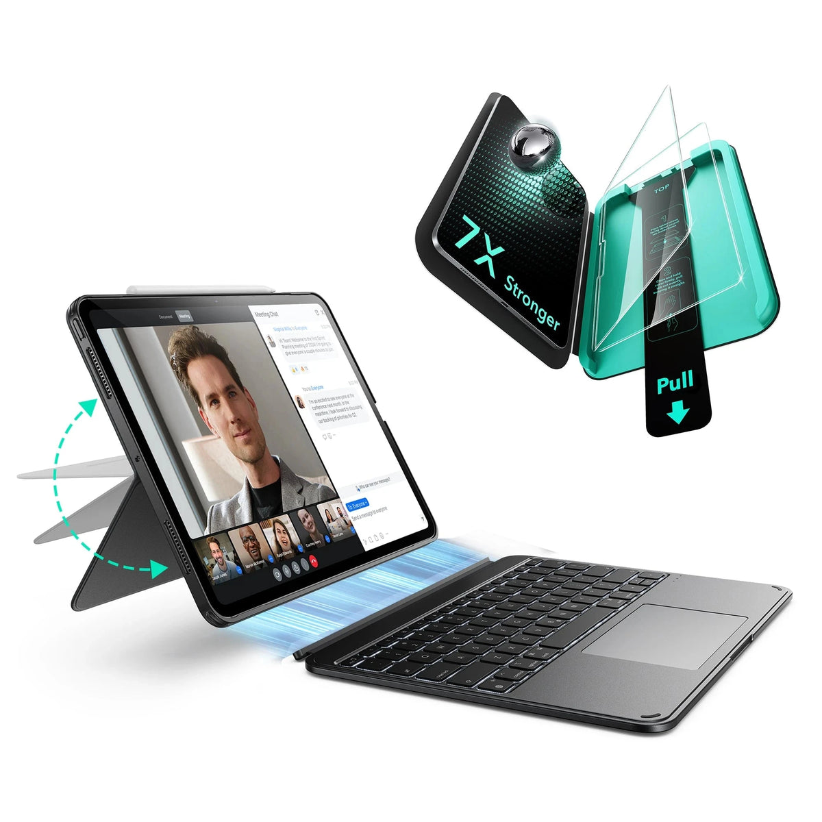 iPad Pro 13″ (M4) 2024 Bundle: Shift Tastaturhülle & Armorite Displayschutz - DE Layout - Dark Gray ESR ESR
