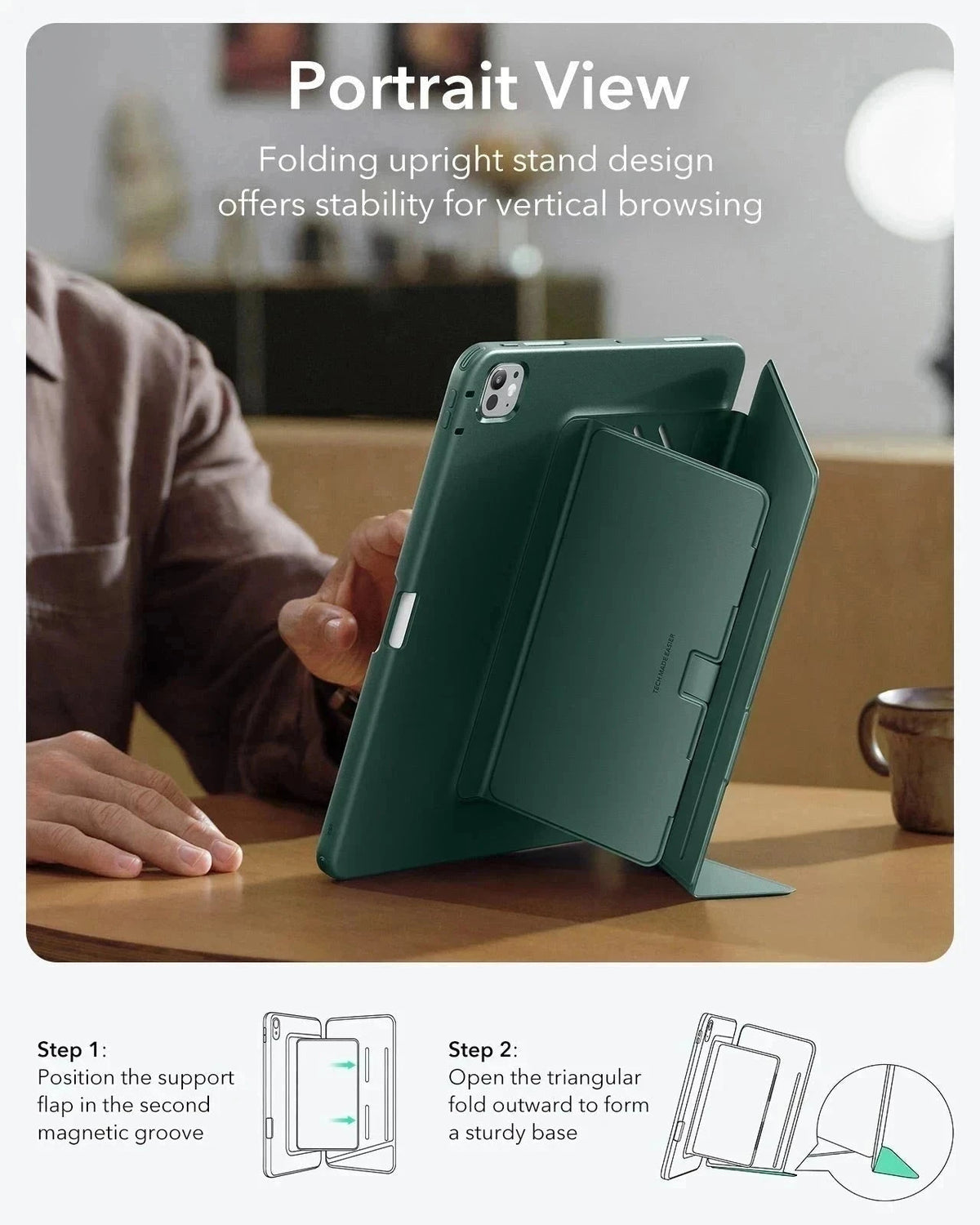 iPad Pro 13" (2024) Flip Magnetic Case with Pencil Holder - Green ESR ESR