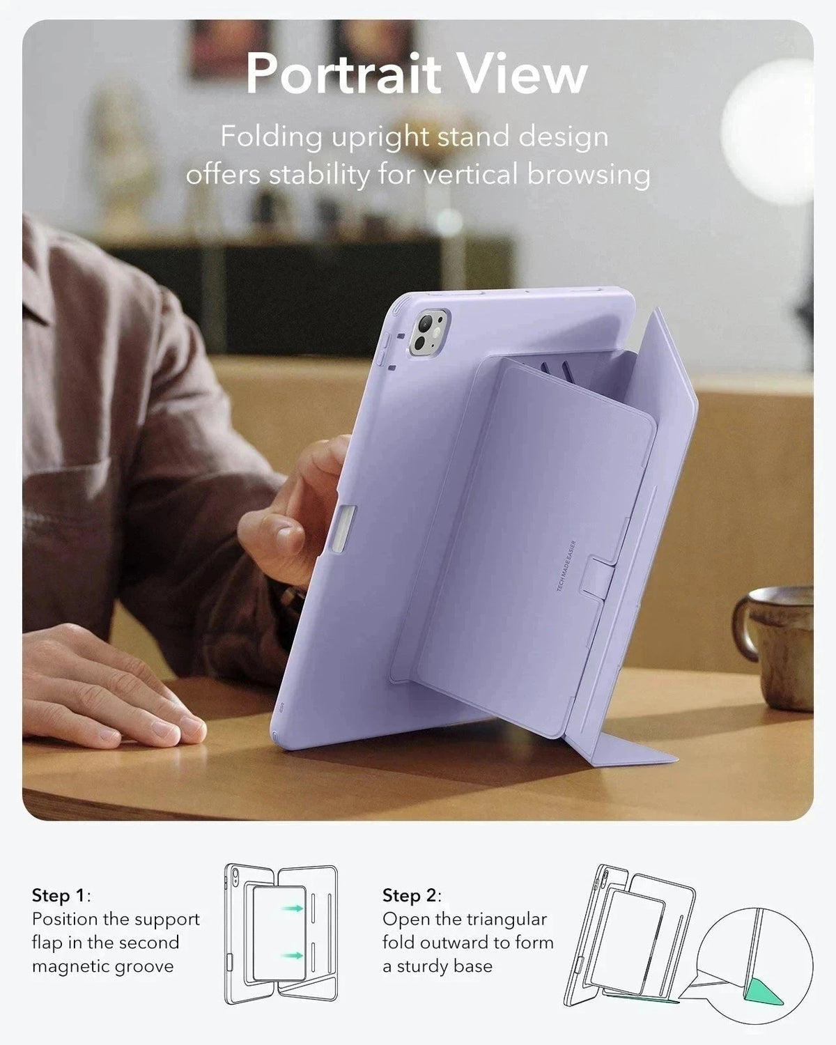 iPad Pro 13" (2024) Flip Magnetic Case with Pencil Holder - Purple ESR ESR