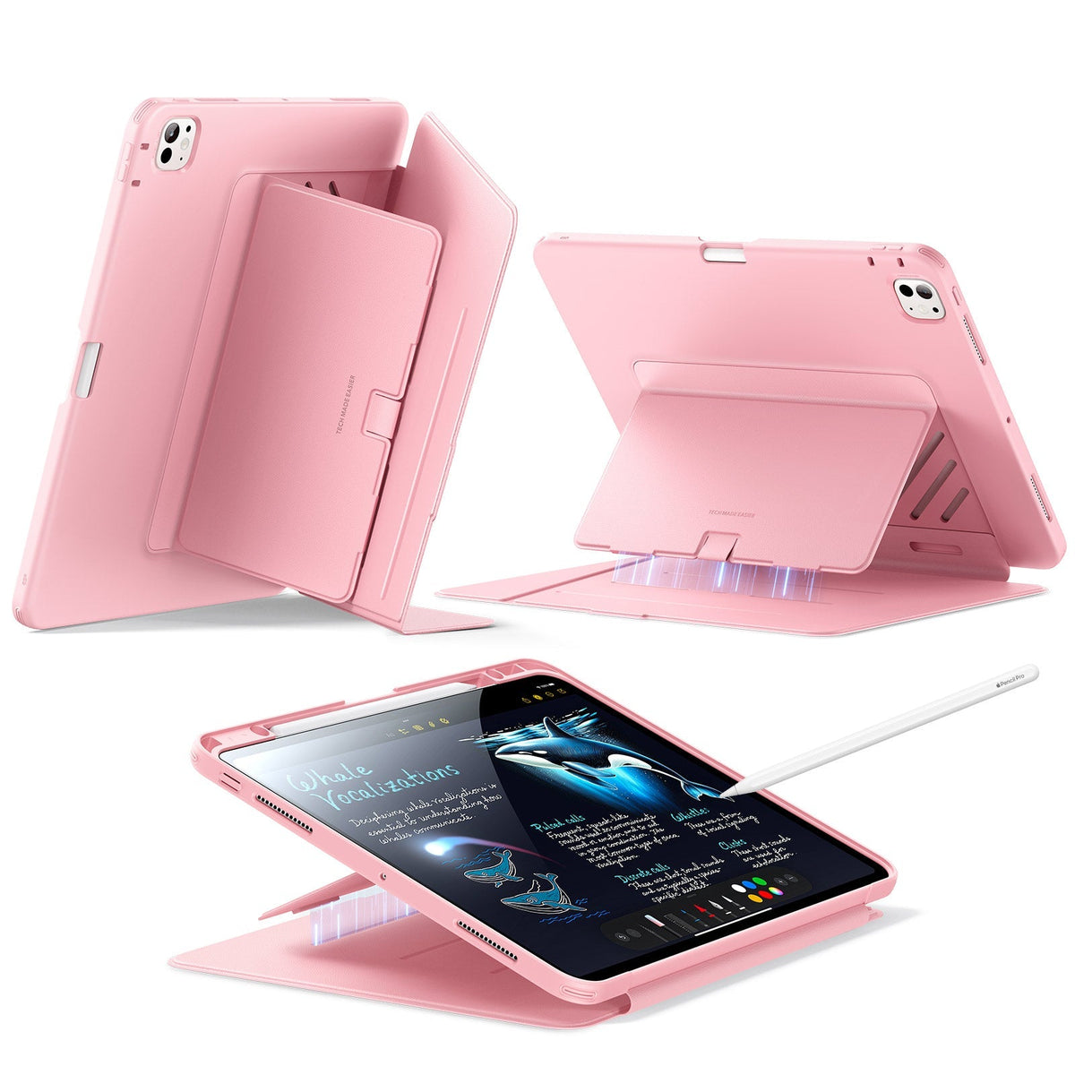 iPad Pro 13" (2024) Flip Magnetic Case with Pencil Holder - Pink ESR ESR