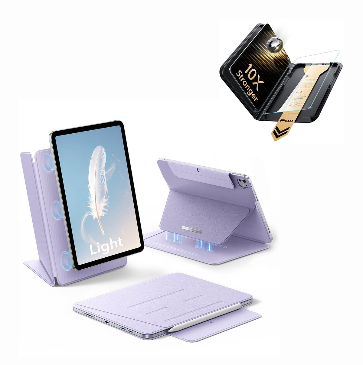 iPad Pro 13" (M5) 2025 AirStance Magnetic Case Ultimate Protection Bundle - Purple ESR ESR