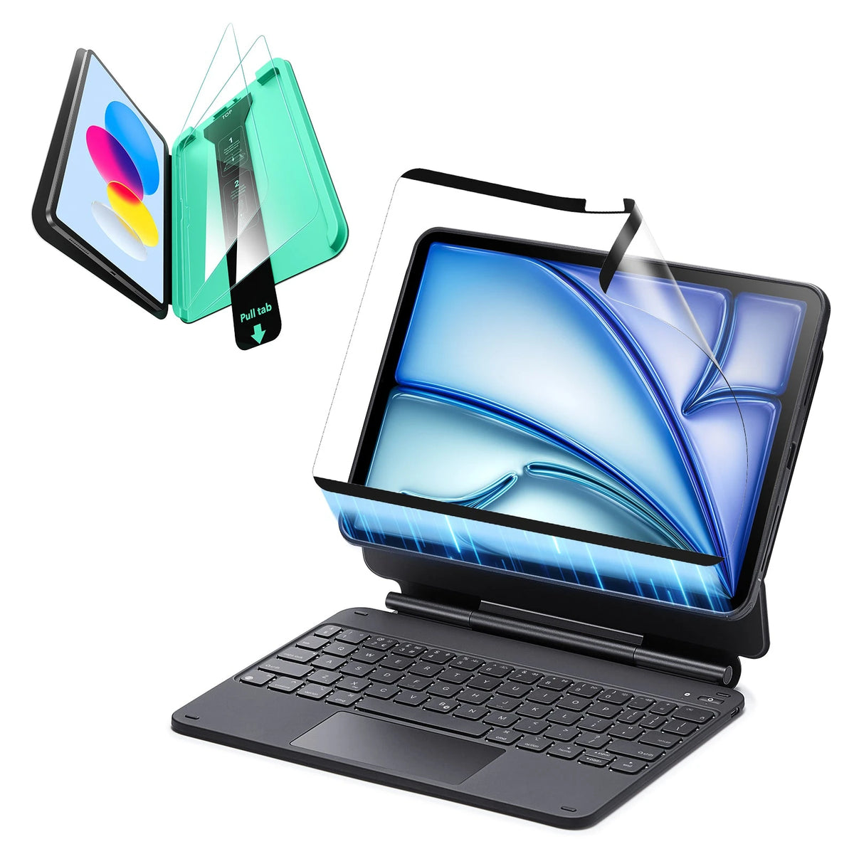 iPad Air 11“ (2025) Magnetische Rebound Tastatur Hülle 360 Schutz Paper Feel Bündel-DE layout-Black ESR ESR