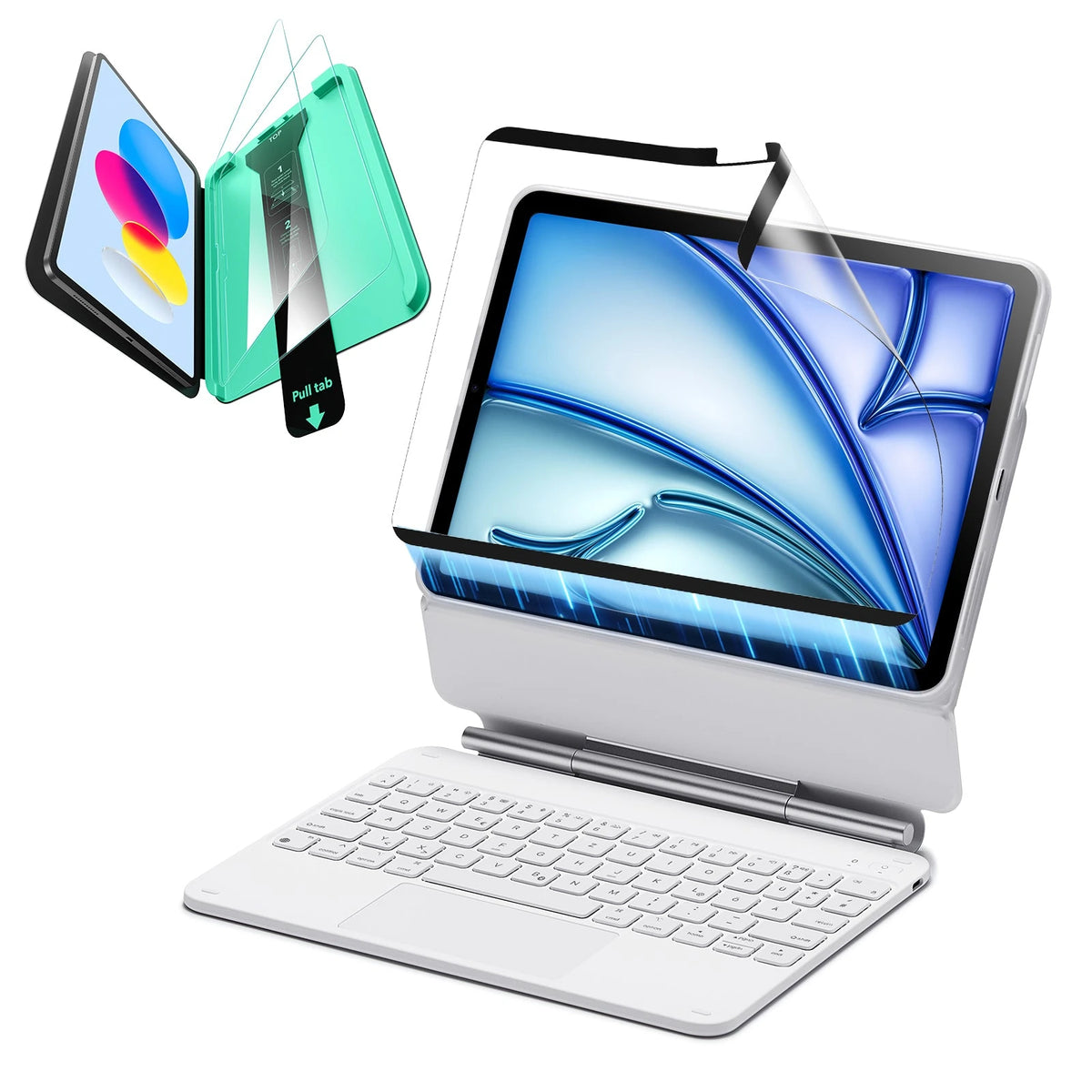iPad Air 11” (2025) Rebound Magnetic Keyboard Case 360 Protection Paper-Feel Bundle-US Layout-White ESR ESR