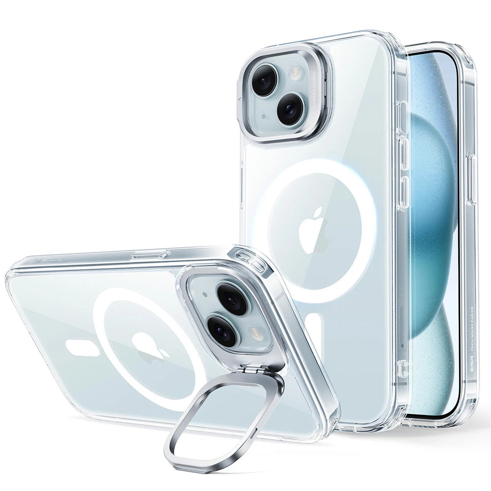 Clear iPhone 15 Plus Slim Magsafe Case with Stand