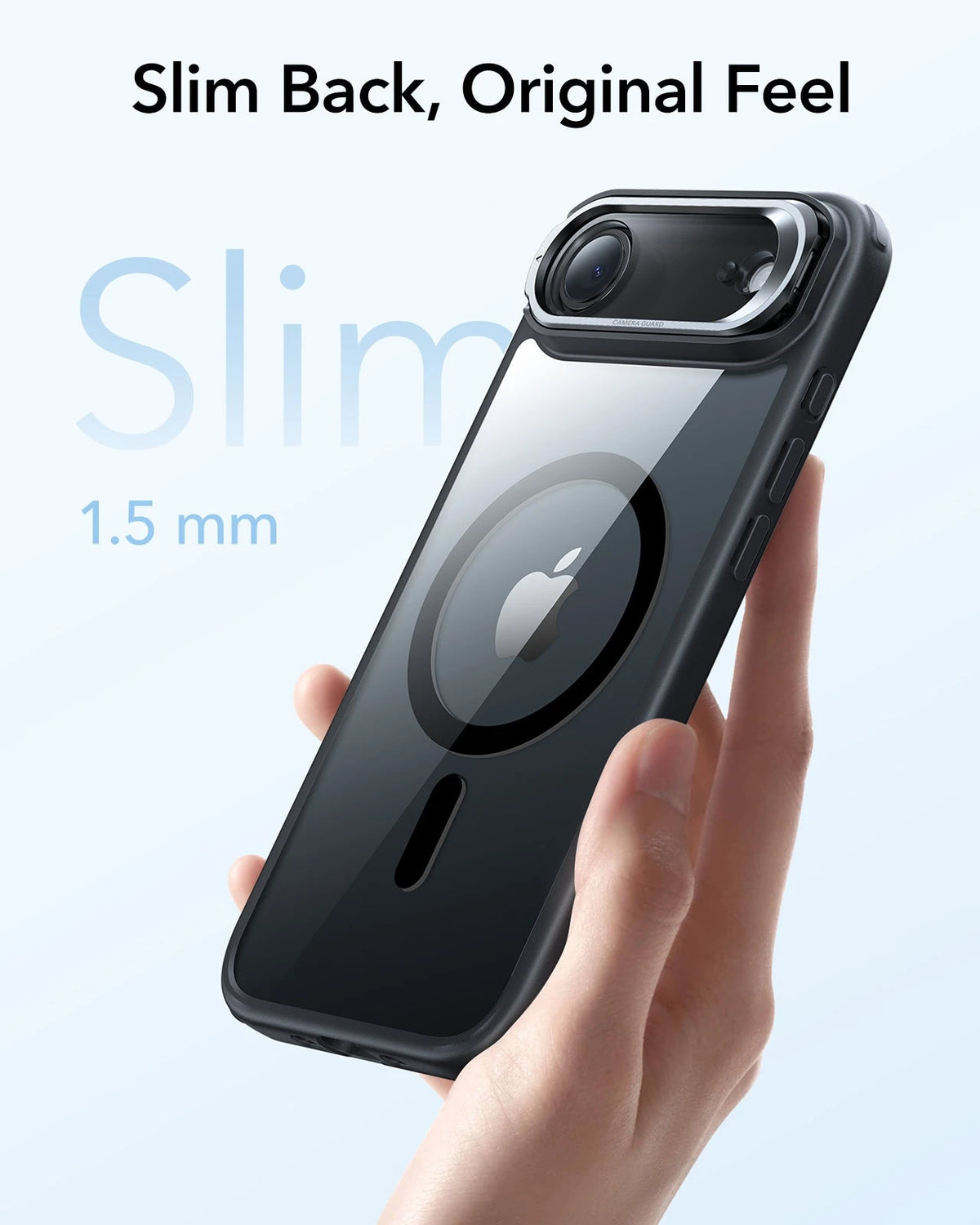 ESR iPhone 17 Air Magsafe Case with Stand Camera Control Clear Black Slim Back