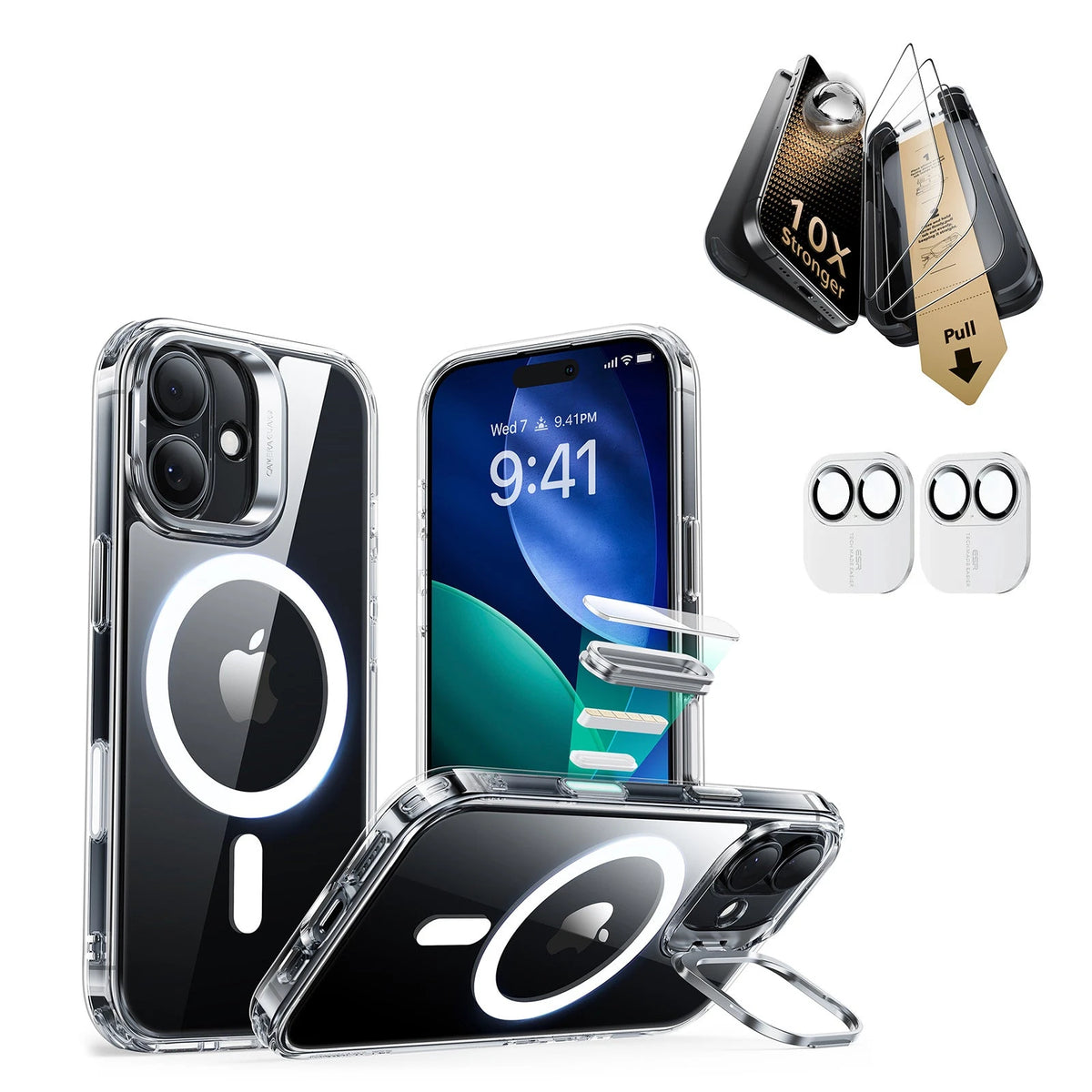 iPhone 17 Classic Hybrid Magsafe Case with Corning Glass Screen Ptorctor Clear