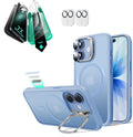 iPhone 17 Classic Hybrid Magsafe Case with Stand & Armorite Screen Protector Bundle Frosted Light Blue