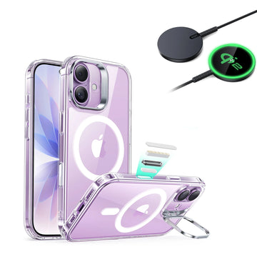 iPhone 17 Magsafe Phone Case with Stand  and Qi2 Wireless Charger Clear
