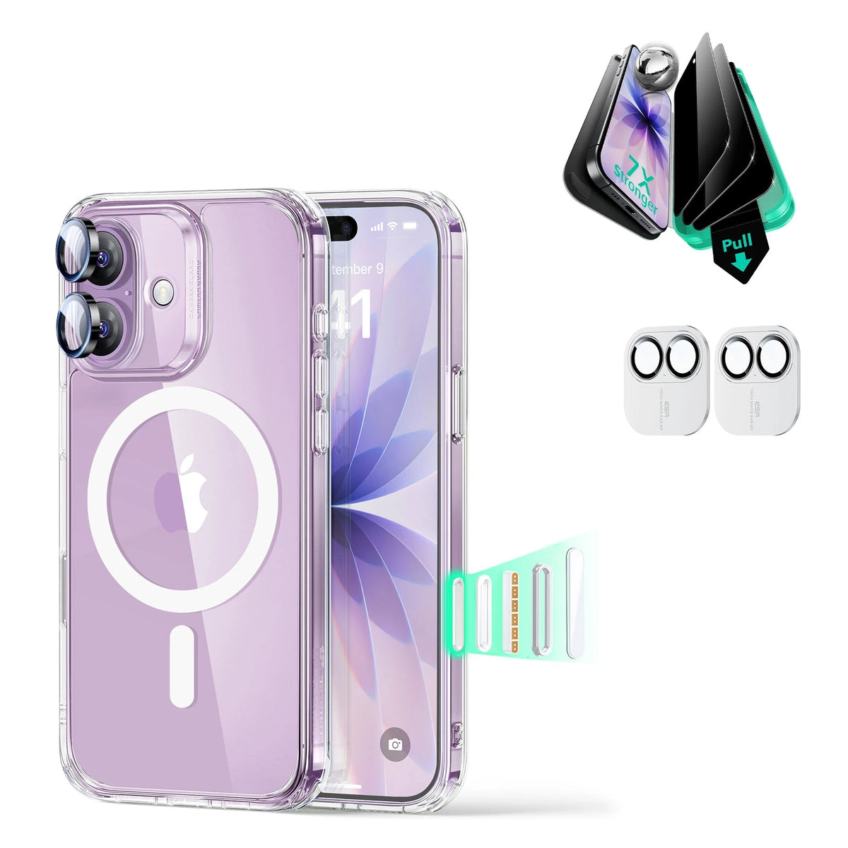 iPhone 17 Classic Hybrid lifeproof Magsafe Case with Privacy Screen Protector Bundle Clear