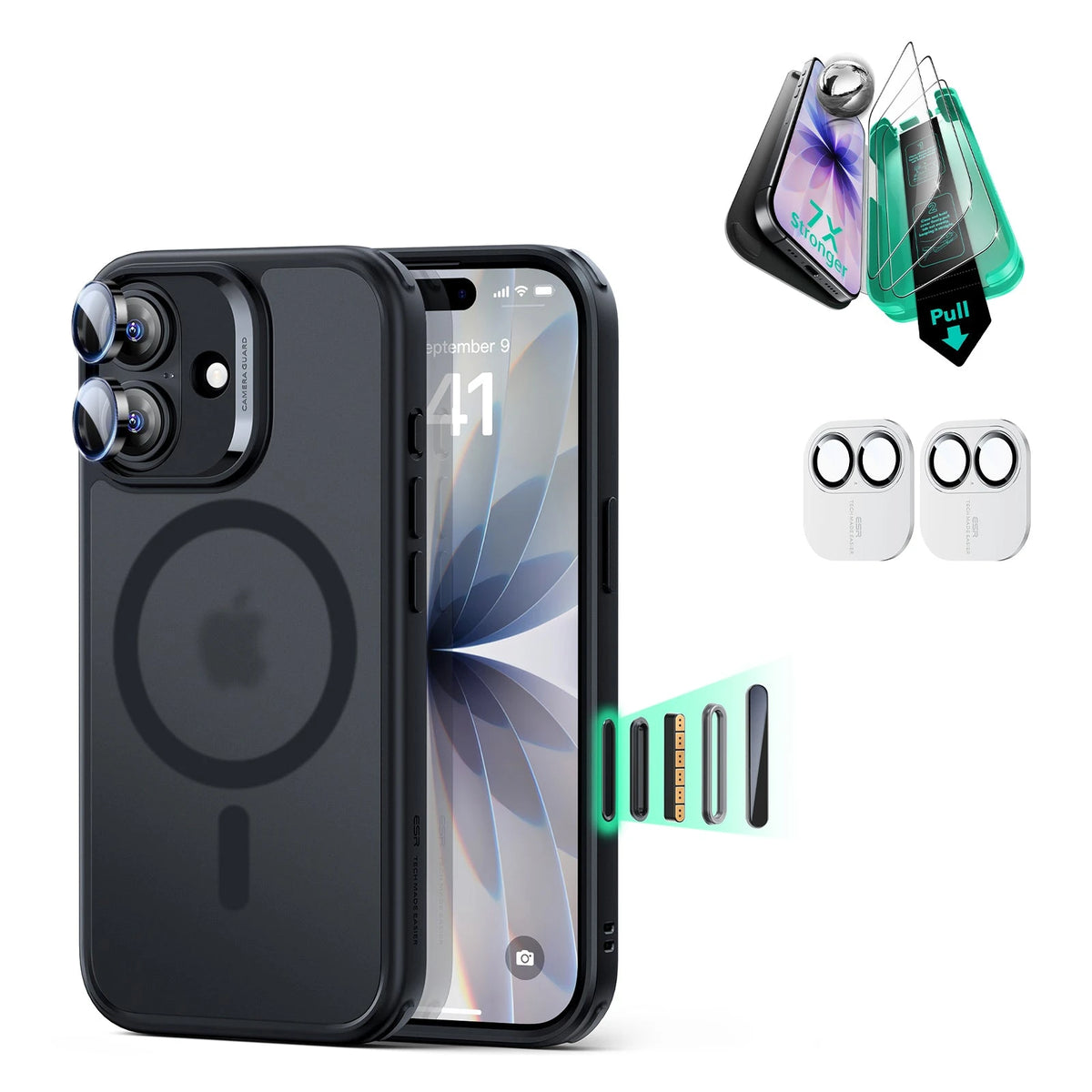 iPhone 17 Classic Hybrid Magsafe Case with Screen Protector Bundle Frosted Black