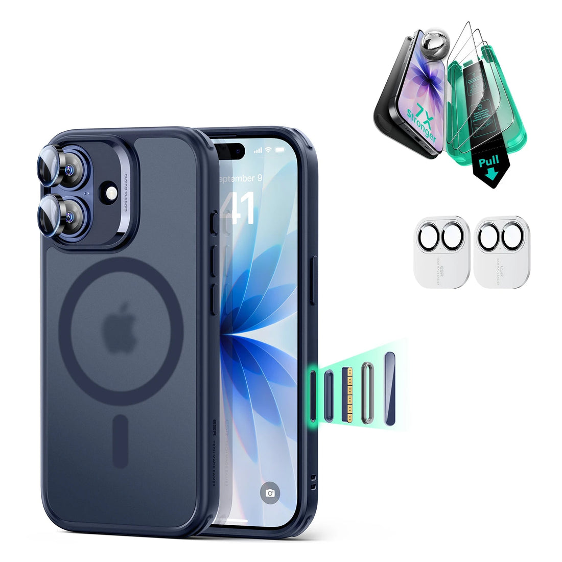 iPhone 17 Classic Hybrid Magsafe Case with Screen Protector Bundle Frosted Blue