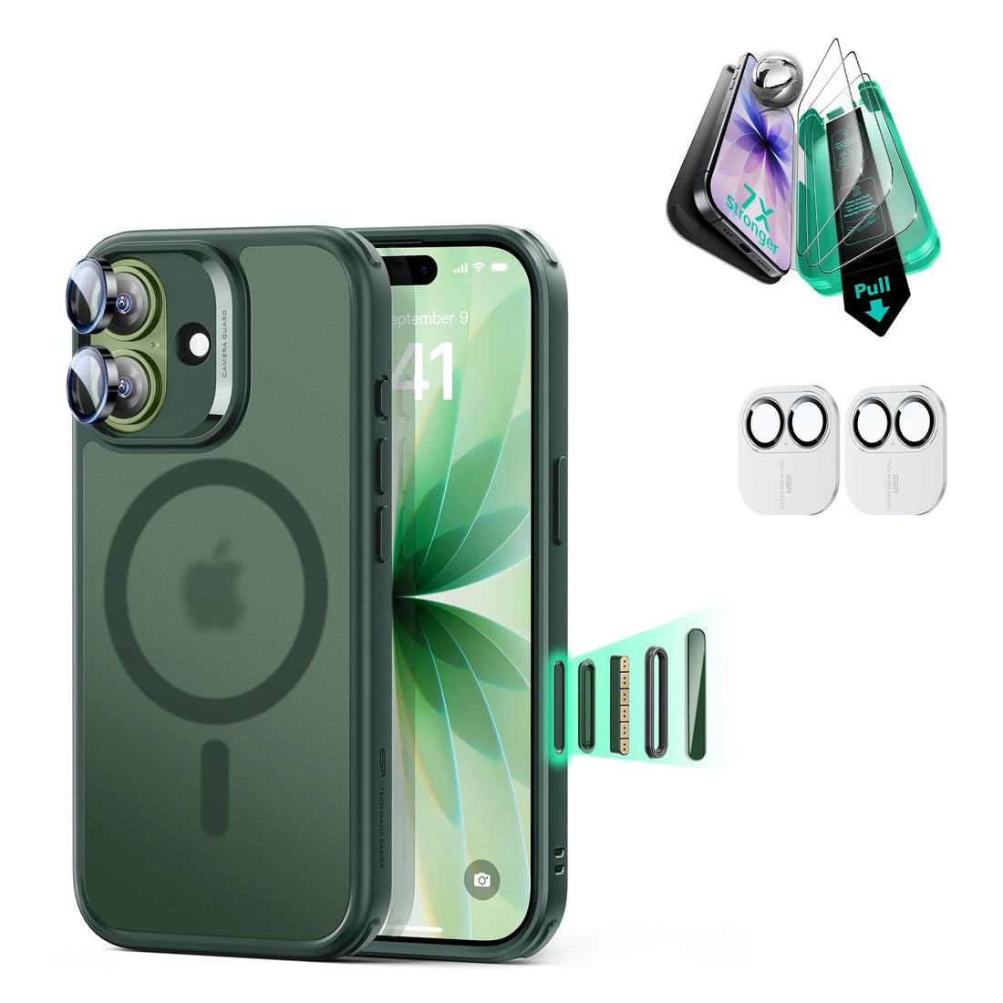 iPhone 17 Classic Hybrid Magsafe Case with Screen Protector Bundle Frosted Green