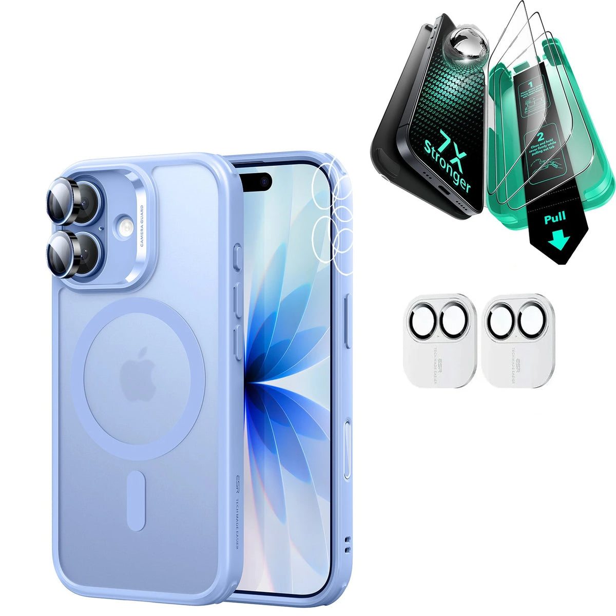 iPhone 17 Classic Hybrid Magsafe Case & Armorite Screen Protector Bundle Frosted Light Blue