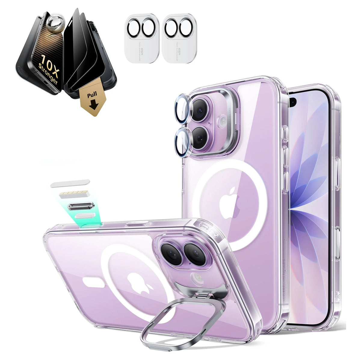 iPhone 17 Bundle Classic Hybrid Magnetic Case (Stash Stand) and Armorite Pro Privacy Screen Protector - Clear ESR ESR