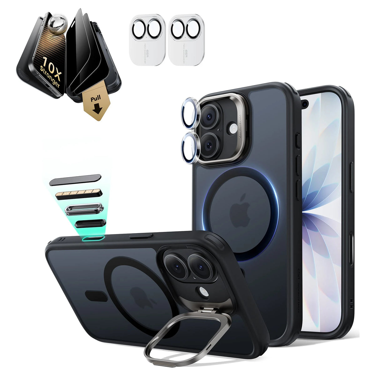 iPhone 17 Classic Magsafe Case with Corning Glass Screen Protector Frosted Black