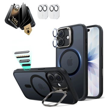 iPhone 17 Classic Magsafe Case with Corning Glass Screen Protector Frosted Black