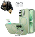 iPhone 17 Classic Hybrid Magsafe Case with Stand & Corning Glass Privacy Screen Protector Bundle Frosted Light Green