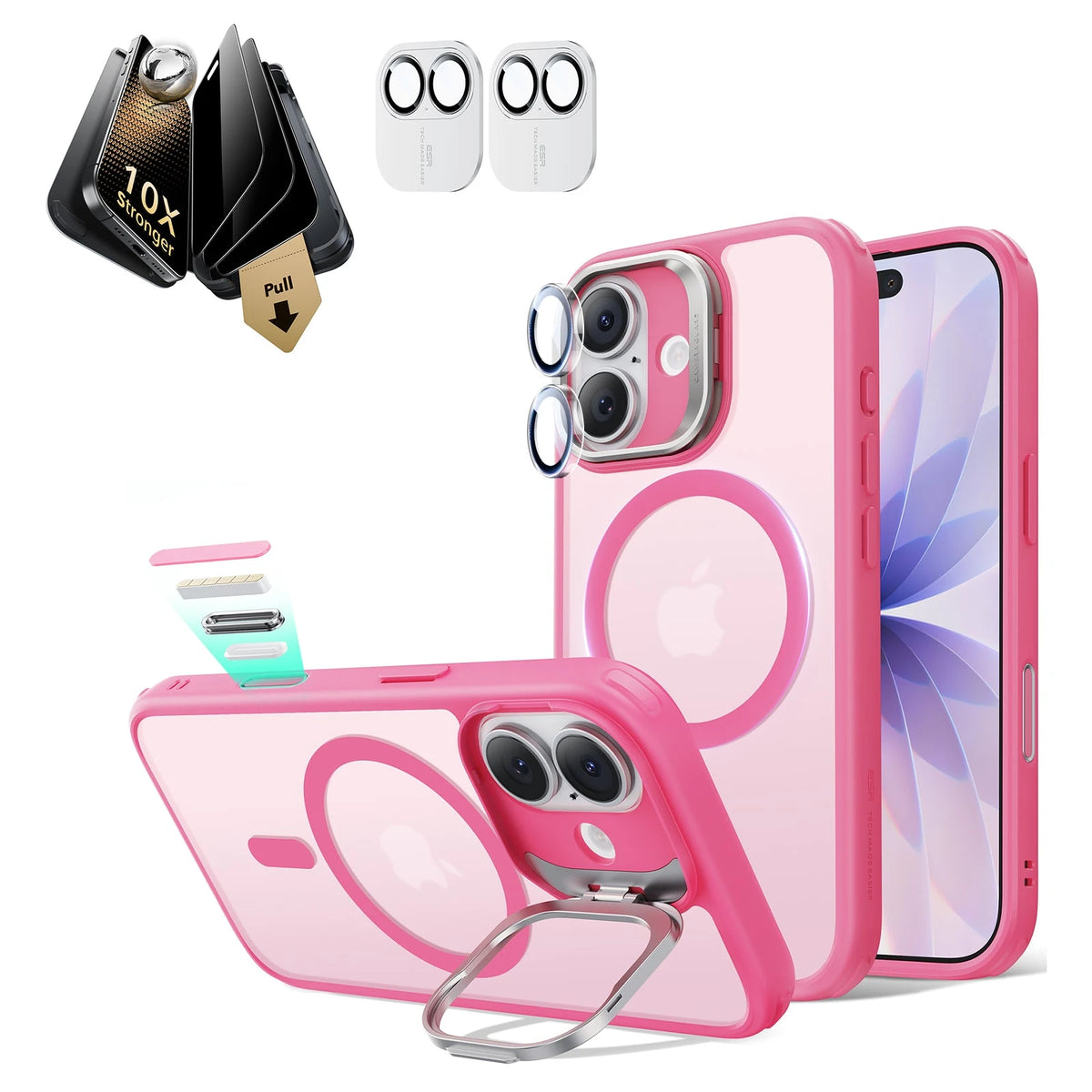 iPhone 17 Classic Magsafe Case with Corning Glass Screen Protector Frosted Pink