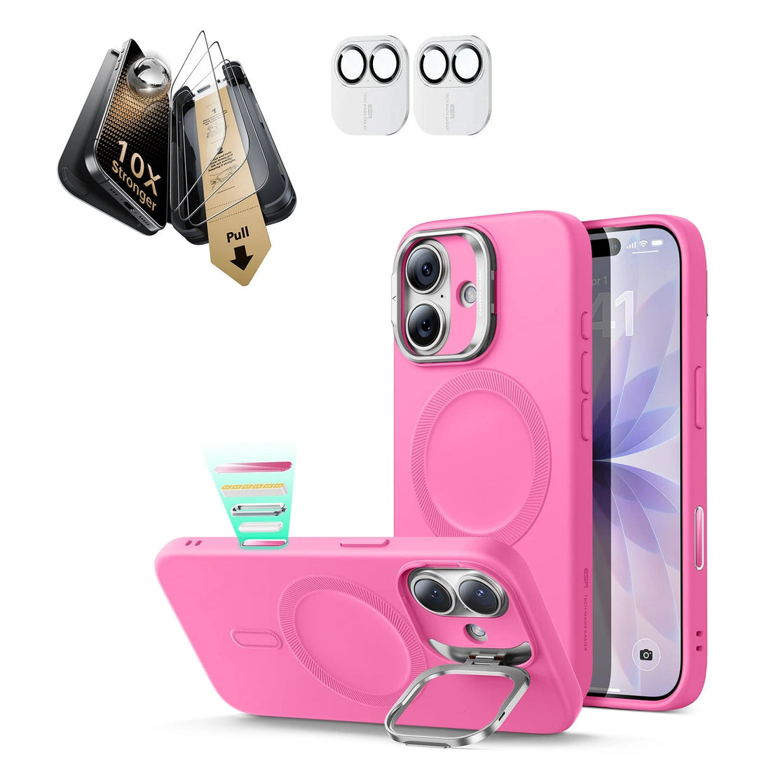 iPhone 17 Cloud Soft Magsafe Case with Corning Glass Screen Ptorctor Rosy Pink