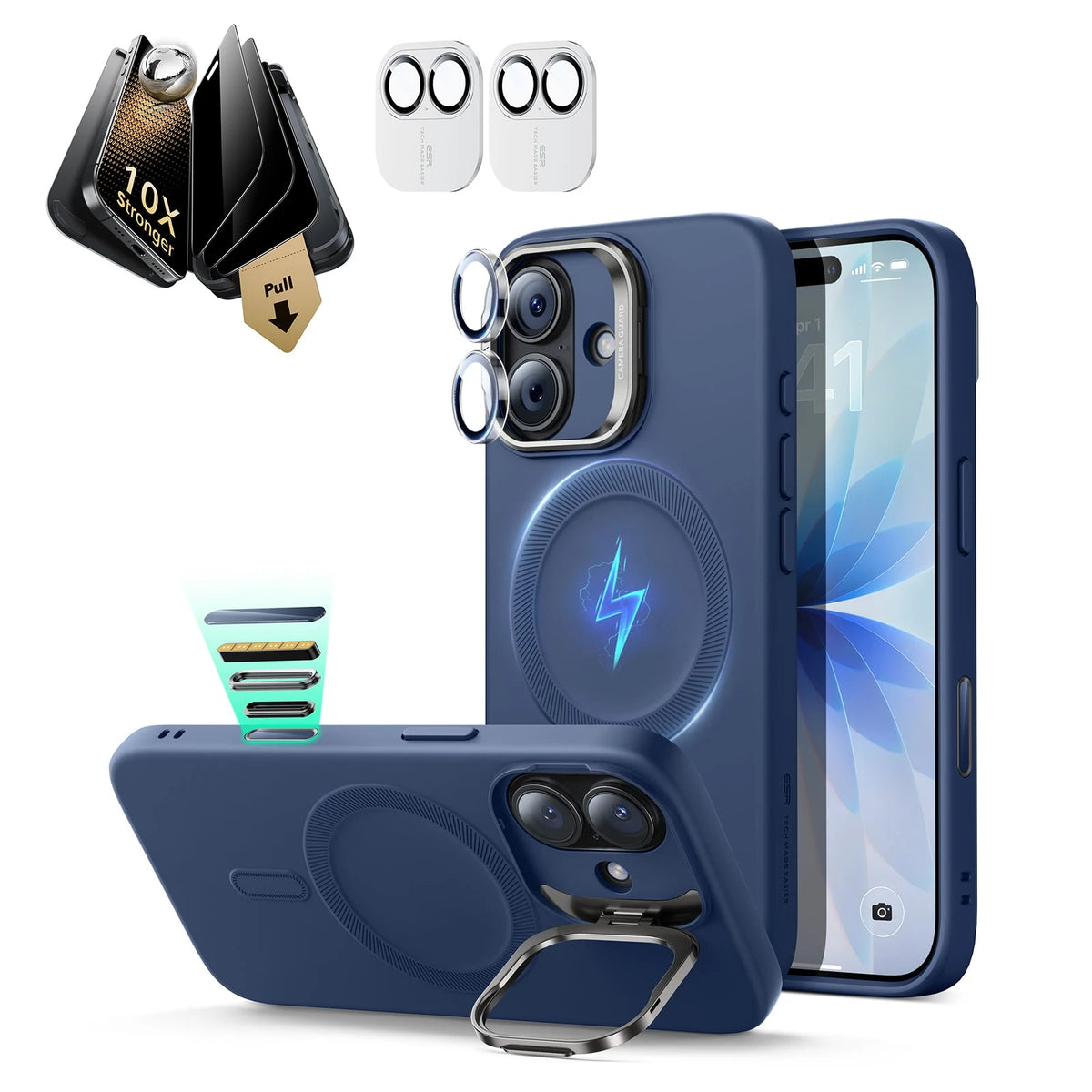 iPhone 17 Pro Max Cloud Soft  Magsafe Case with Corning Glass Screen Protector Blue