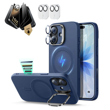 iPhone 17 Pro Max Cloud Soft  Magsafe Case with Corning Glass Screen Protector Blue