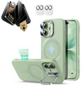 iPhone 17 Silicone Magsafe Case with Stand & Corning Glass Privacy Screen Protector Bundle  Green