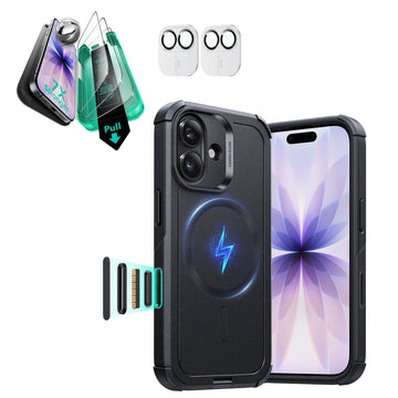 iPhone 17 Cyber Tough Magsafe Case with Screen Protector Black