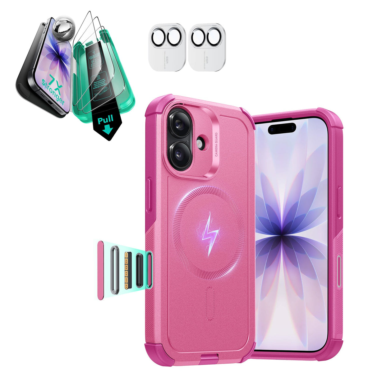iPhone 17 Cyber Tough Magsafe Case with Screen Protector Pink