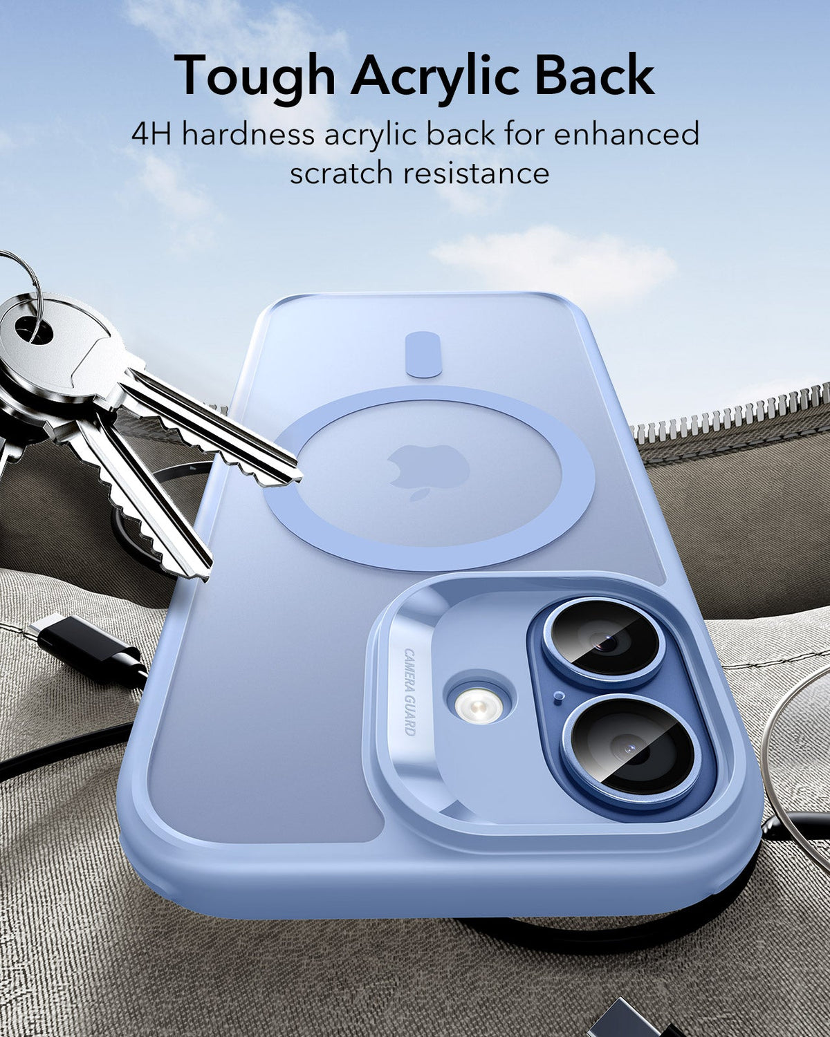 ESR iPhone 17 Claiss Hybrid Magsafe Case Frosted Light Blue Tough Acrylic Back