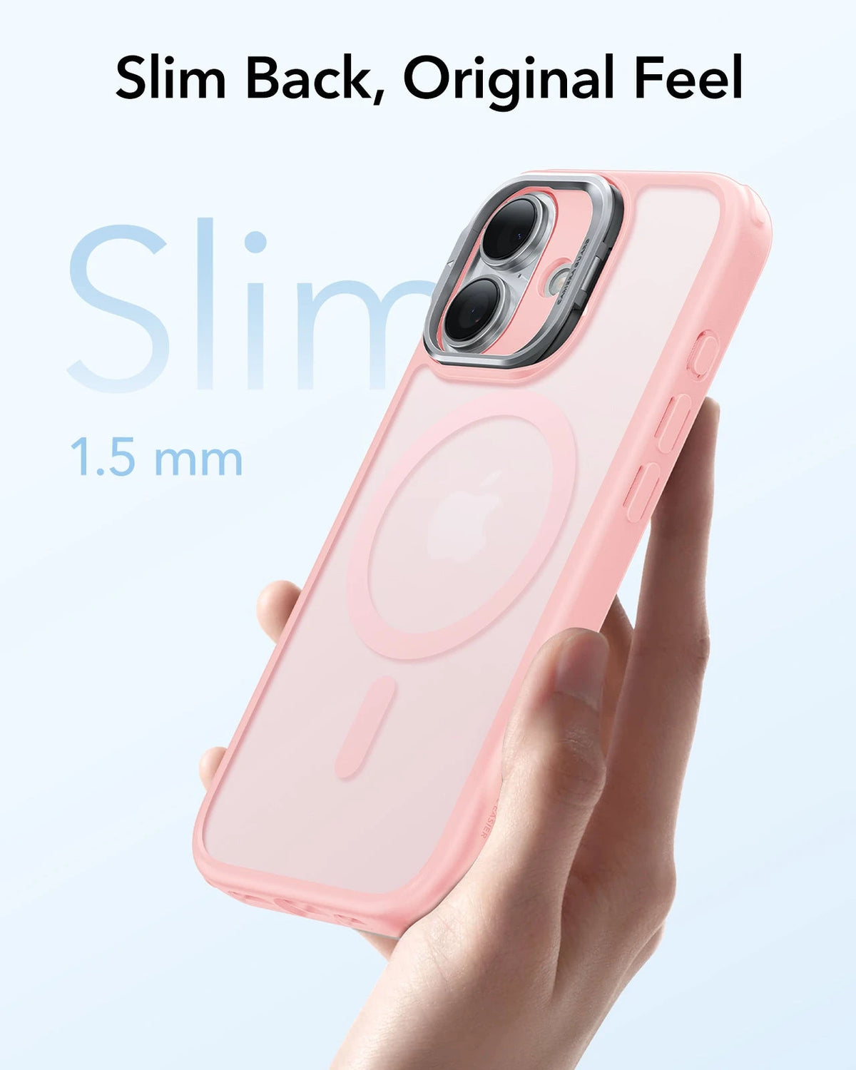 ESR iPhone 17 Magsafe Case with Stand Camera Control Frosted Bubblegum Pink Slim Back