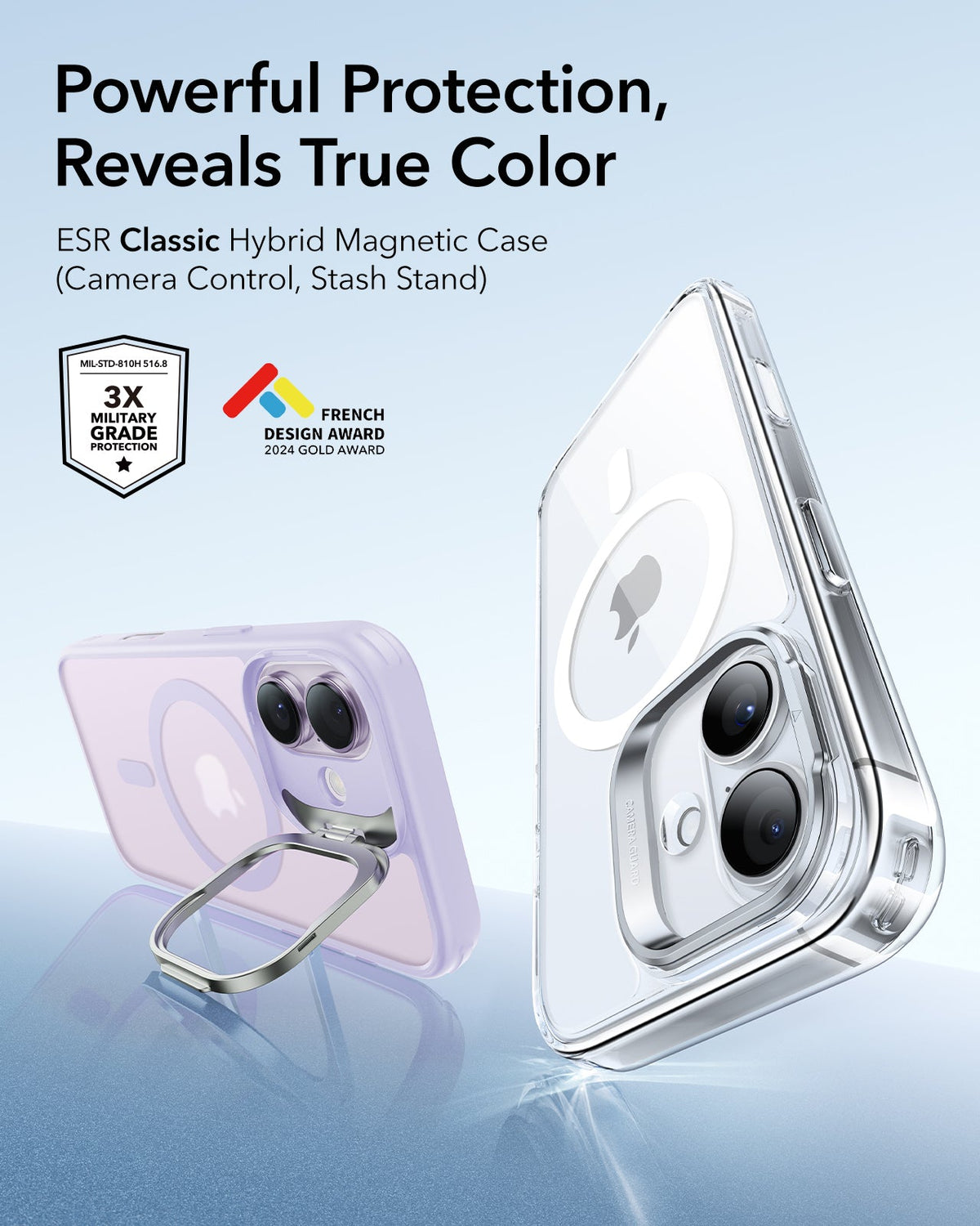 iPhone 17 Claiss Hybrid Magsafe Case with Stand Frosted Light Purple Powerful Protection Reveals True Color