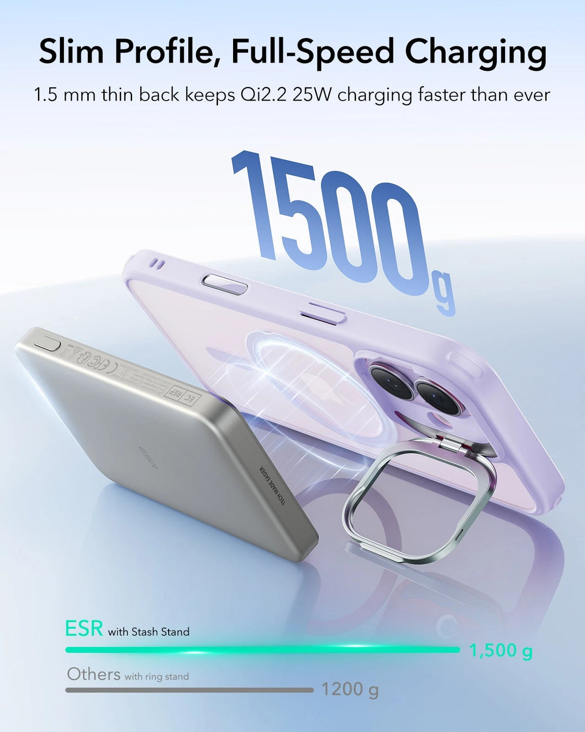 iPhone 17 Claiss Hybrid Magsafe Case with Stand Frosted Light Purple Slim Profile, Full-Speed Charging