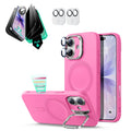 iPhone 17 Cloud Soft Magsafe Case With Stand and Privacy Screen Protector Bundle  Pink