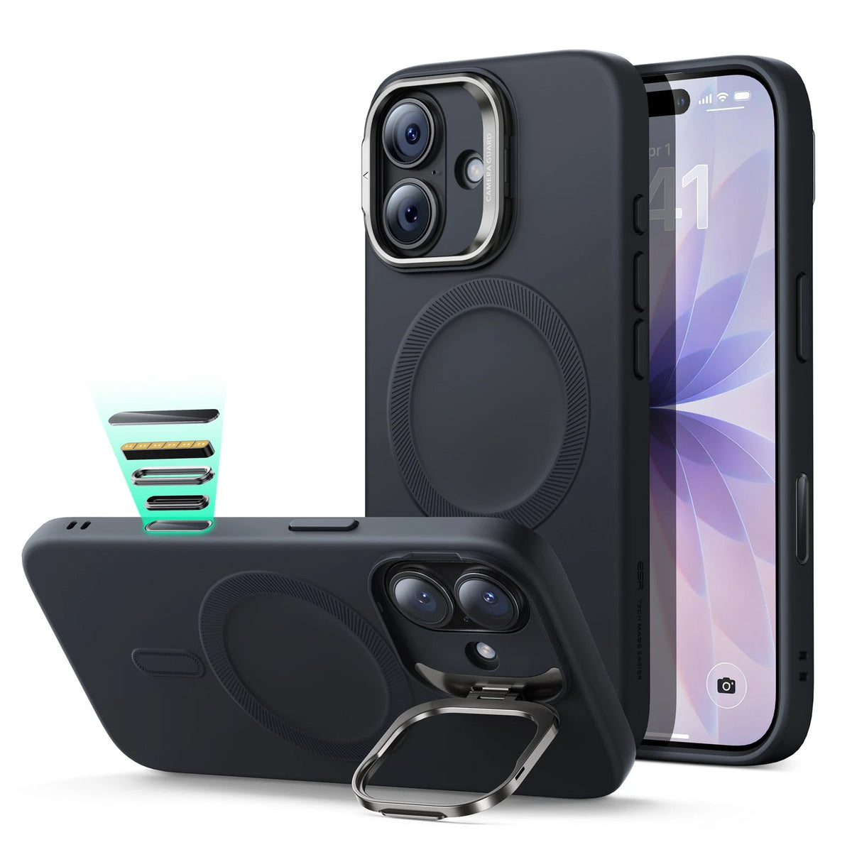 iPhone 17 Cloud Soft Magnetic Case (Camera Control, Stash Stand) - Black ESR ESR