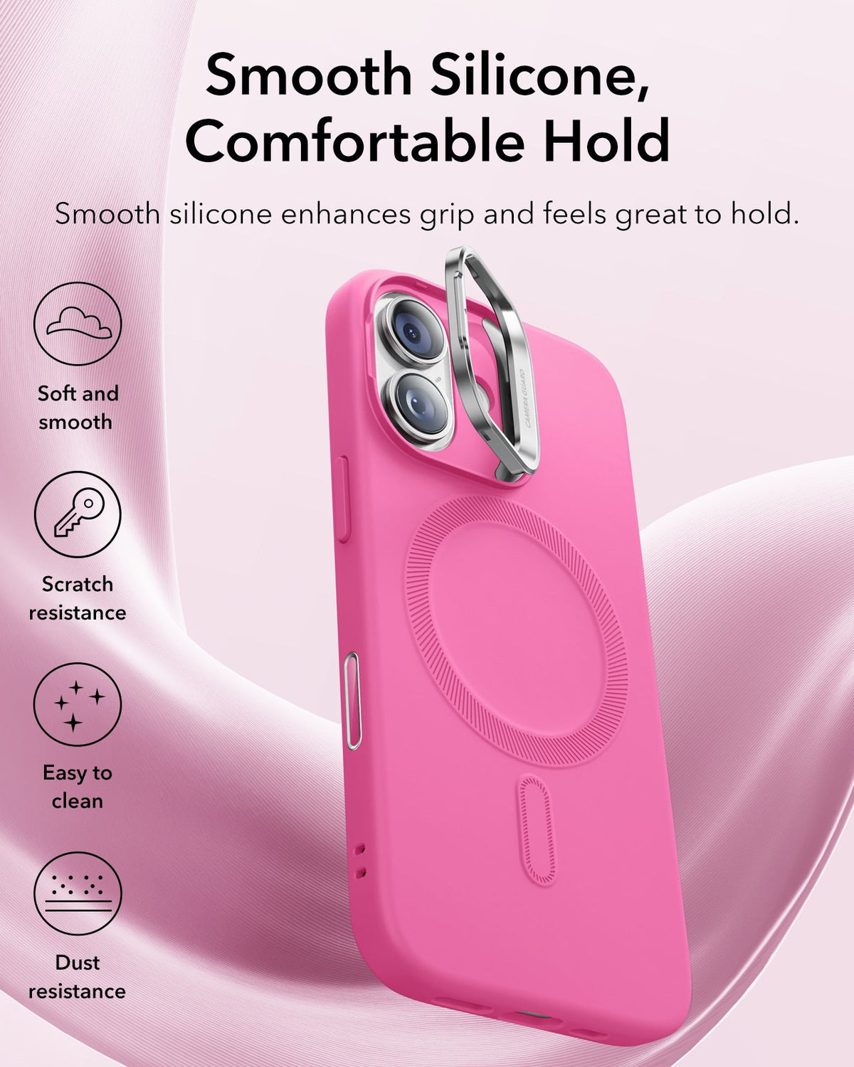iPhone 17 Cloud Soft Magnetic Case (Camera Control, Stash Stand) - Rosy Pink ESR ESR