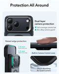 ESR iPhone 17 Pro Magsafe Case with Stand Camera Control Frosted Black Raised Edge Protection
