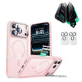 iPhone 17 Pro Classic Hybrid Magsafe Case with Stand and Privacy Screen Protector Bundle Frosted  Bubblegum Pink
