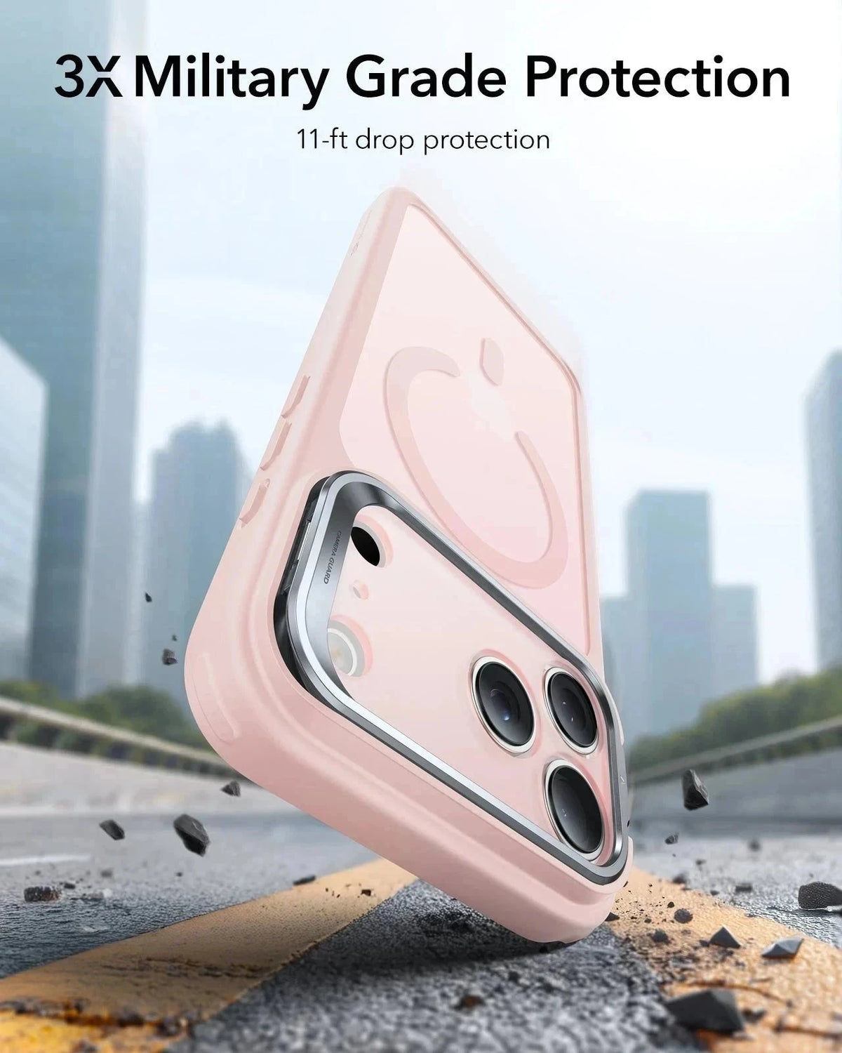 ESR iPhone 17 Pro Magsafe Case with Stand Camera Control Frosted Bubblegum Pink 3× Military Grade Protection