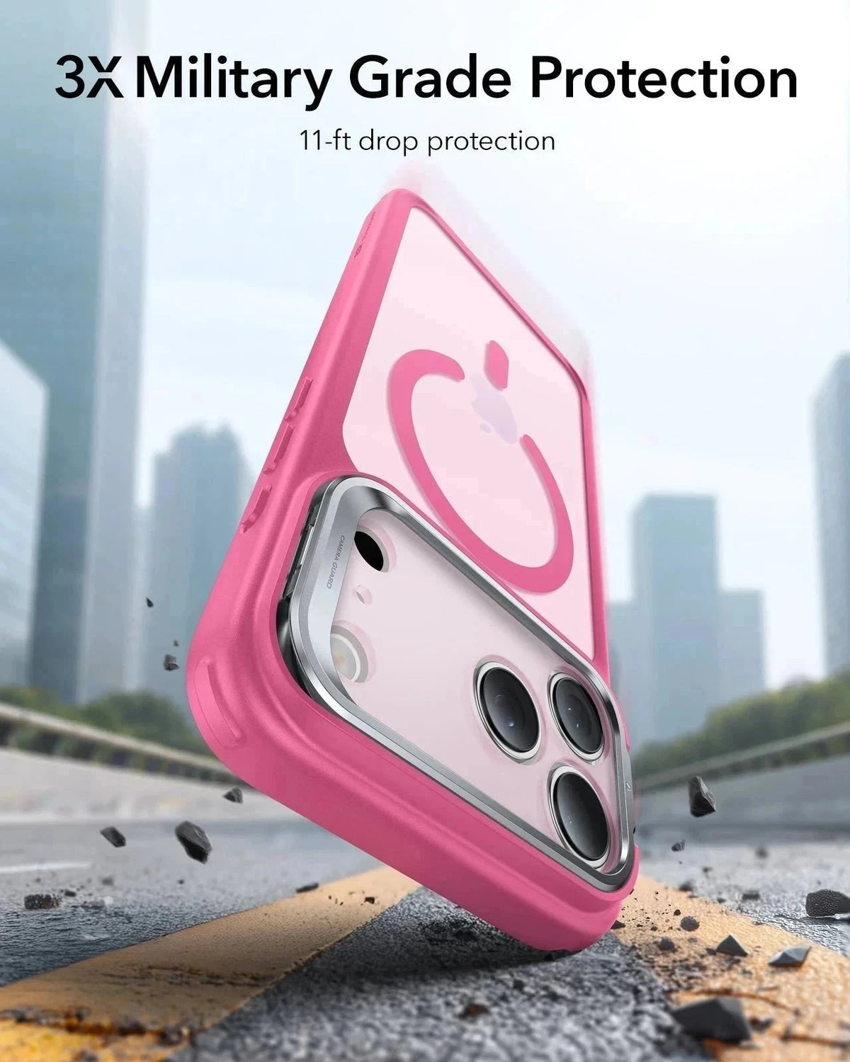 ESR iPhone 17 Pro Magsafe Case with Stand Camera Control Frosted Pink 3× Military Grade Protection