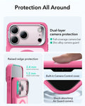 ESR iPhone 17 Pro Magsafe Case with Stand Camera Control Frosted Pink Raised Edge Protection