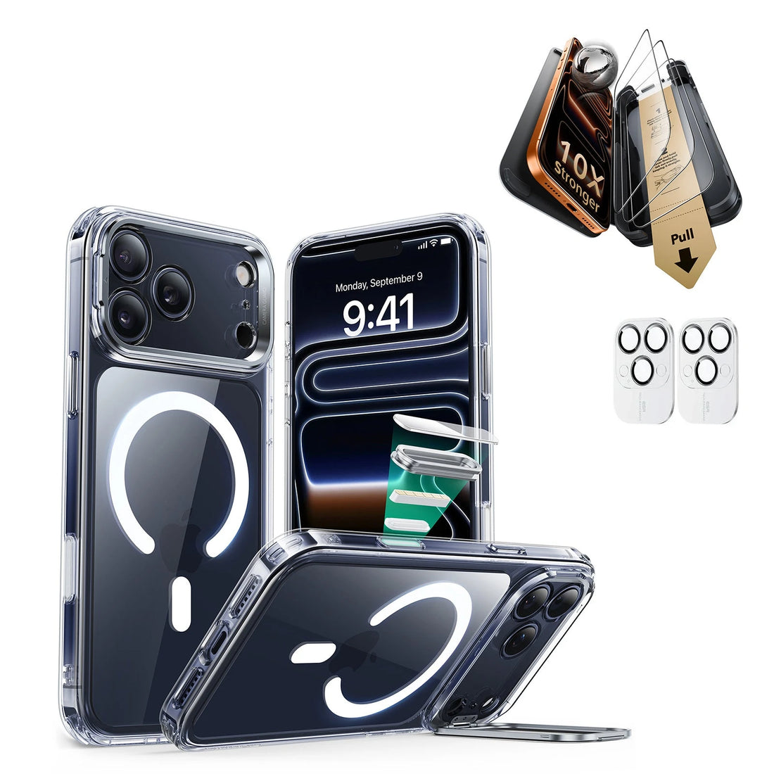 iPhone 17 Pro Classic Hybrid Magsafe Case with Corning Glass Screen Ptorctor Clear